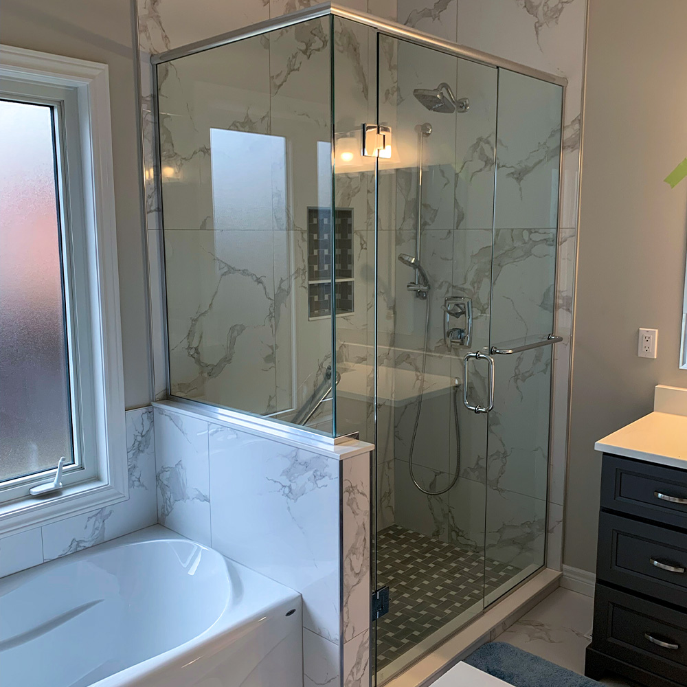 Large Master Ensuite Bathroom with Walk-in Shower and Deep Soaking Bathtub